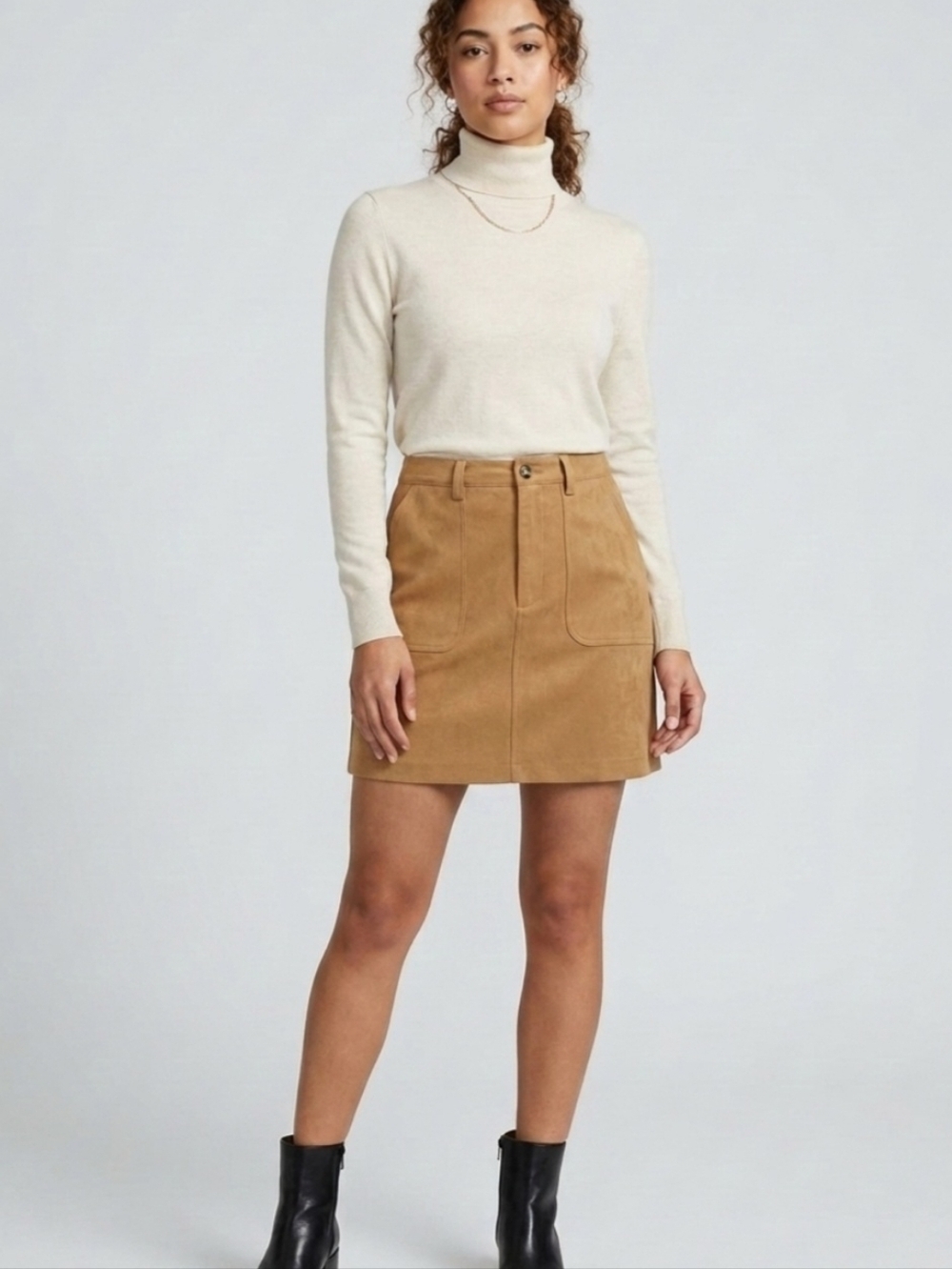 Vtg CRAZY HORSE LIZ CLAIBORNE Western SIZE 8 Tan Suede Pencil Mini  Skirt Boho